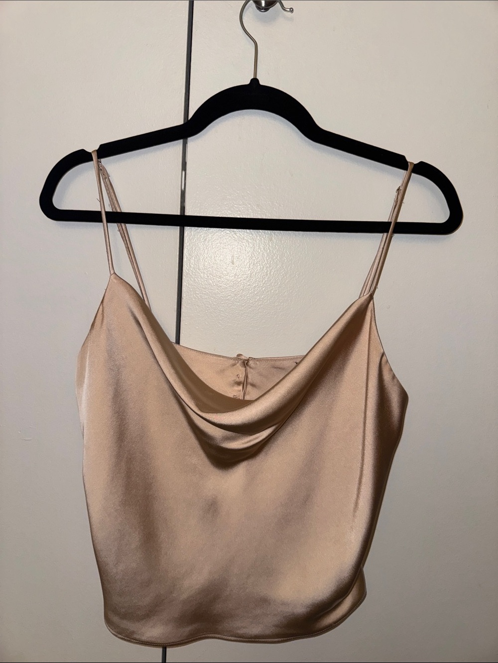 Zara Satin Cowl Neck Cami - Beige